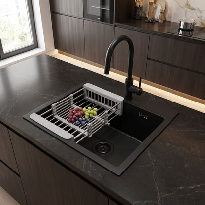 Stahlspüle Mit 3-teiligem Zubehörset REA Leo 40 Black Beige Accessoires 4