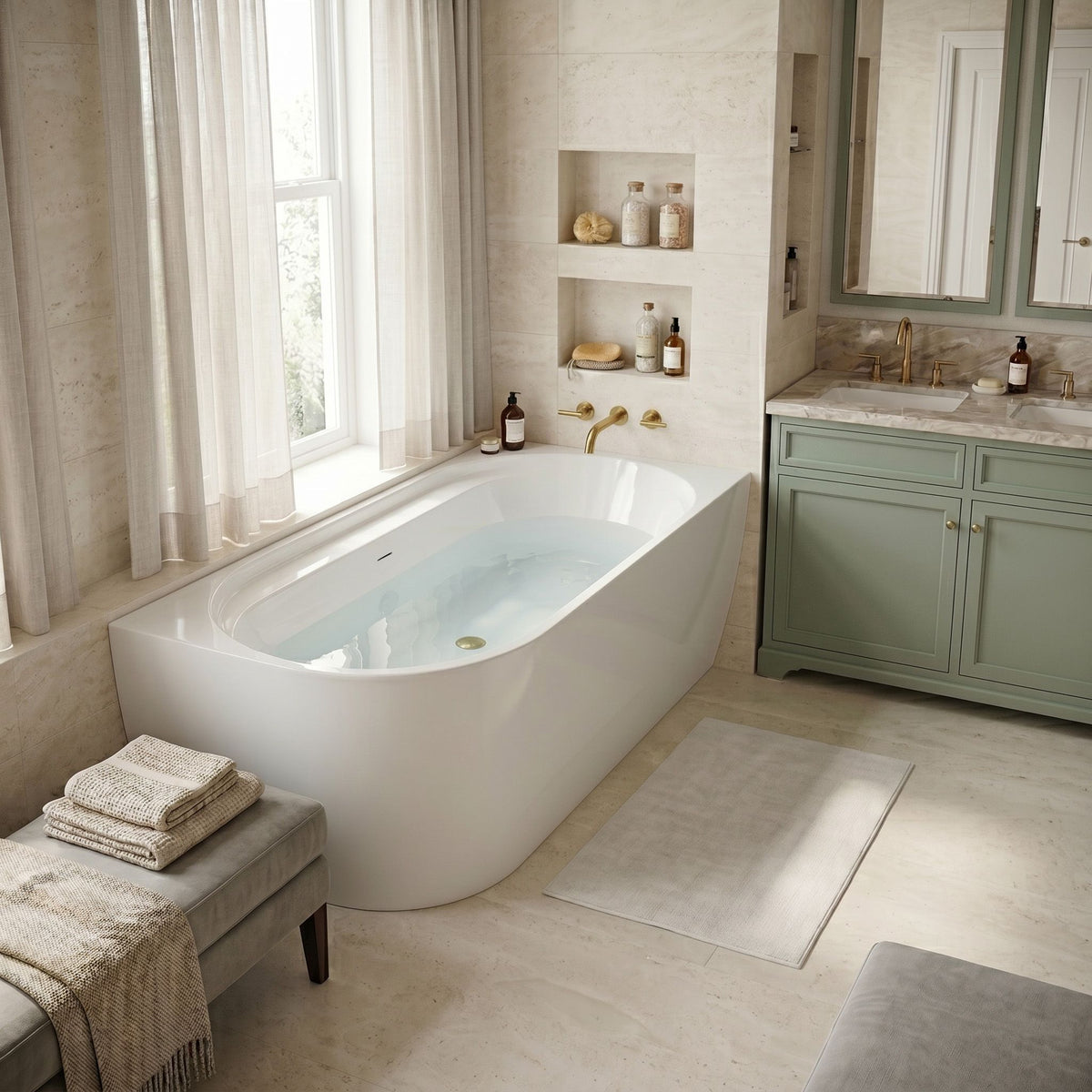 Acryl Eckbadewanne Rea Marion Right 170cm Schwarze Stöpselabdeckung 4