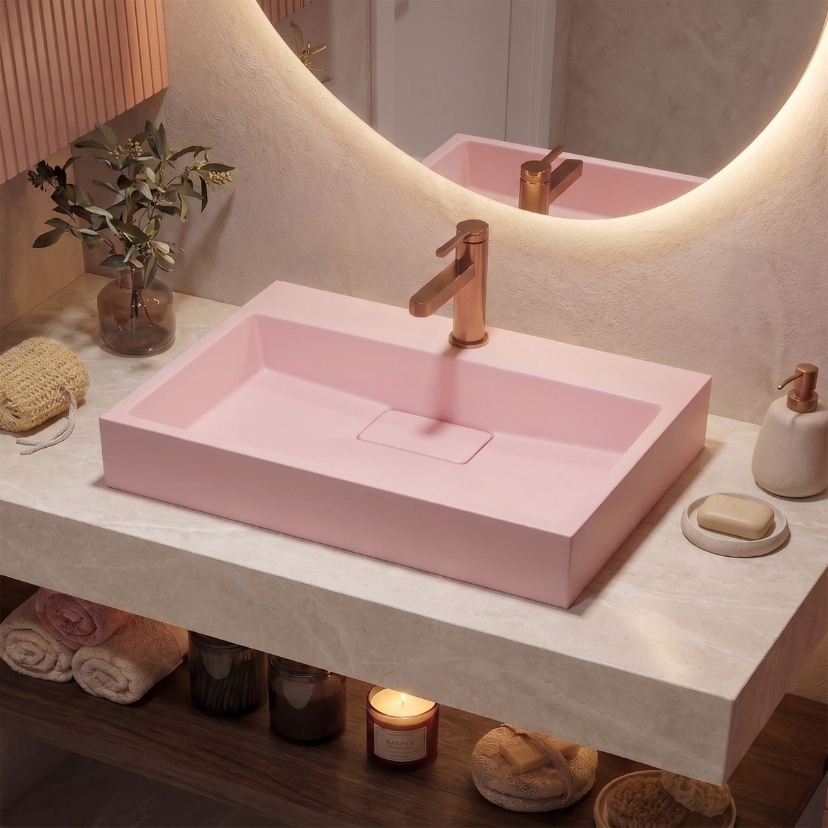 Waschbecken Konglomerat GOYA PINK 60CM 5