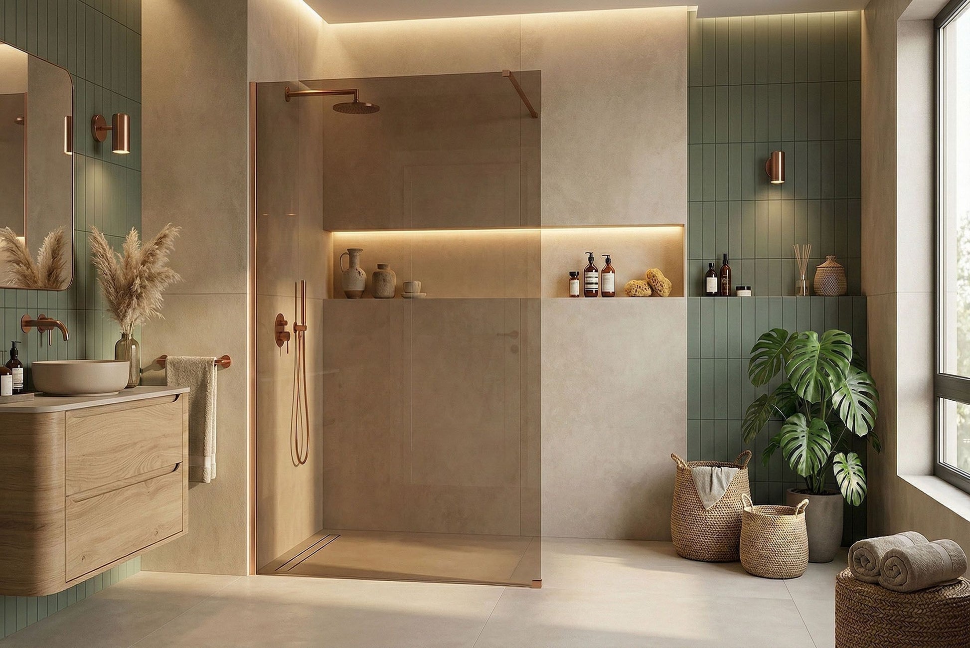 Duschwand Rea Flexi Brown / Brush Copper 110  7