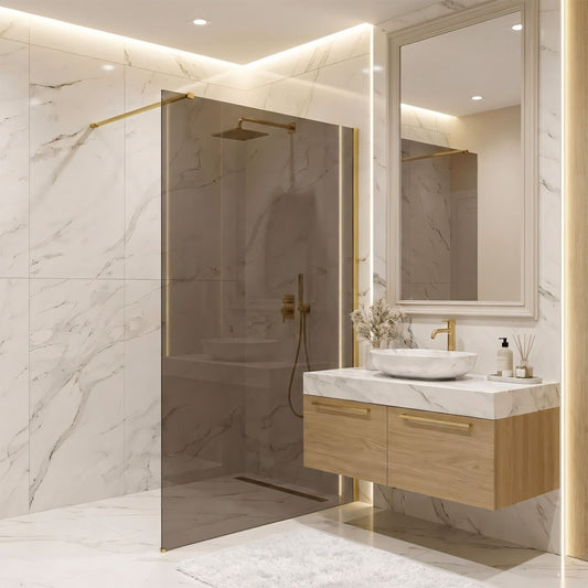 Duschwand Rea Flexi Brown / Brush Gold 120  1