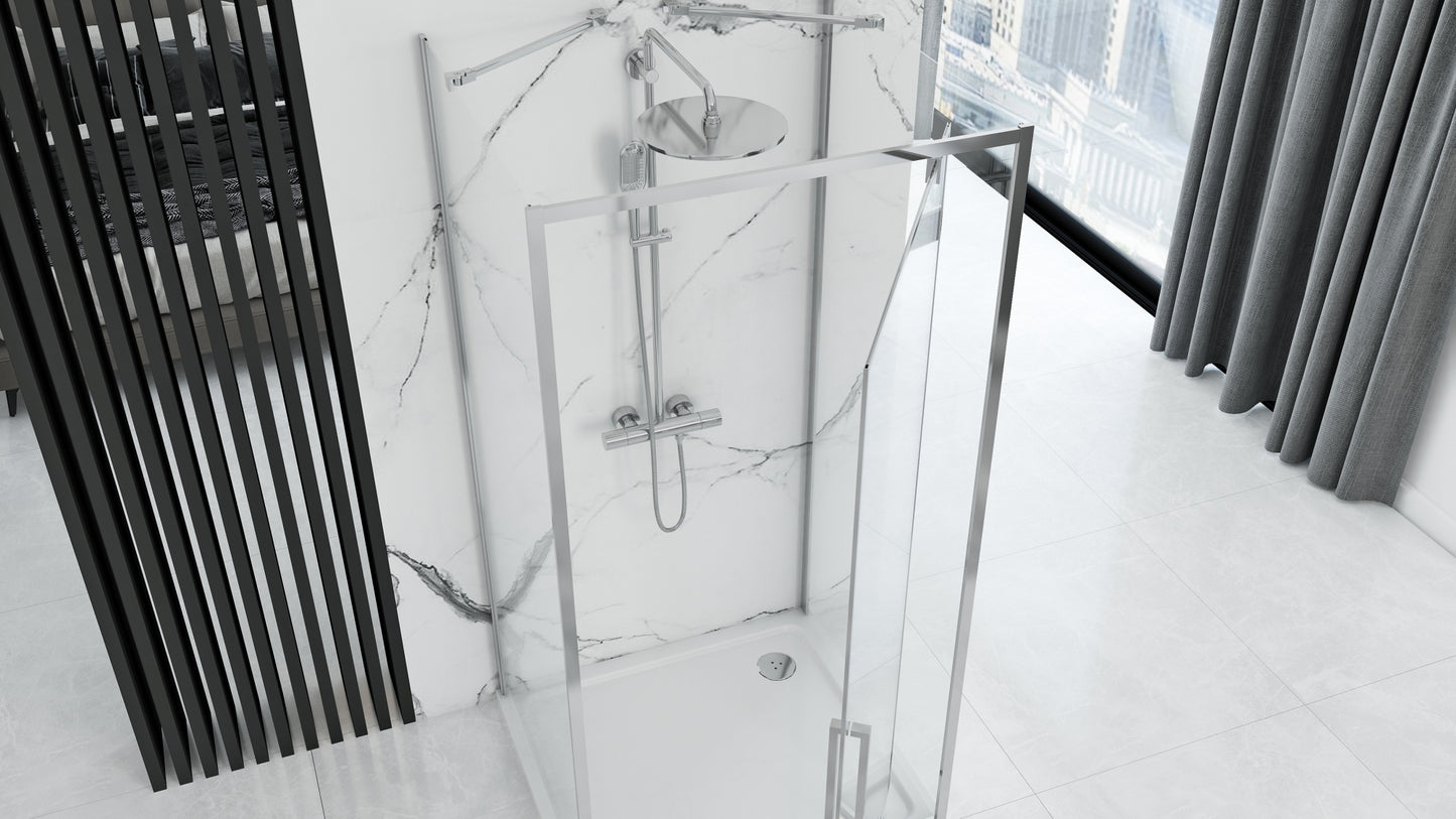 Duschkabine REA Rapid Swing Chrome Wandmontage 100 x 100 2
