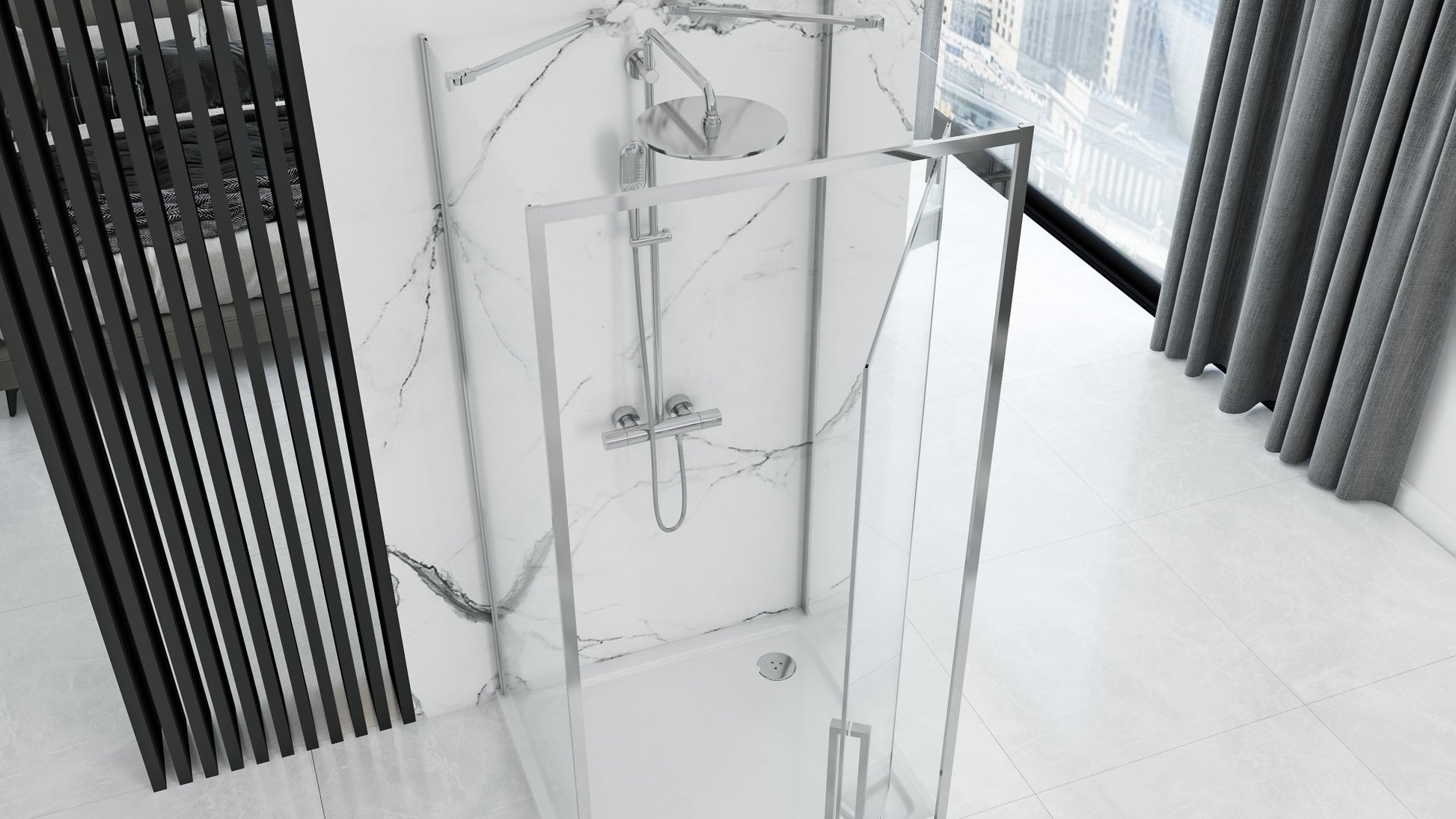 Duschkabine REA Rapid Swing Chrome Wandmontage 100 x 100 2
