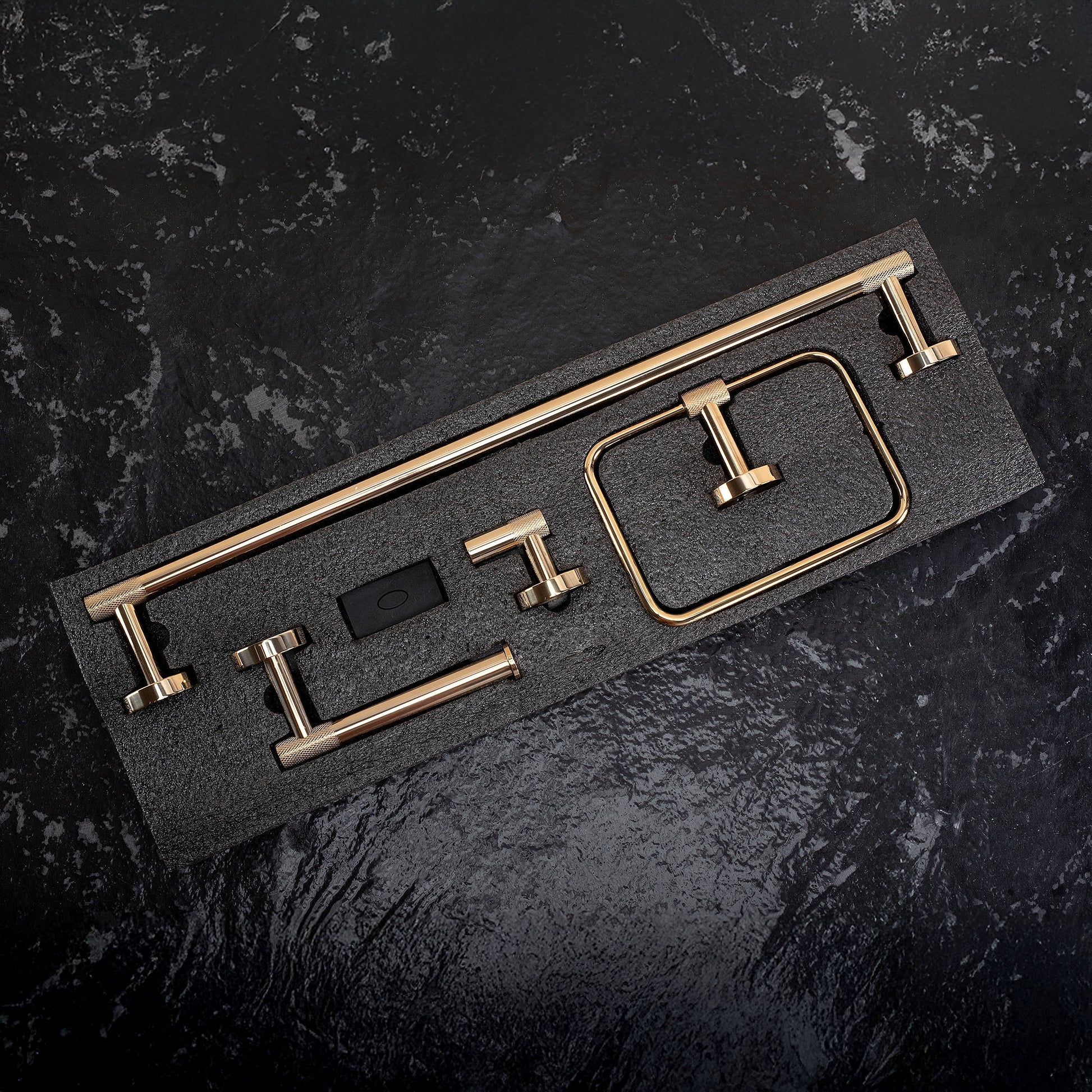 Badezimmer-accessoire-set Grid Gold 4-teilig  6