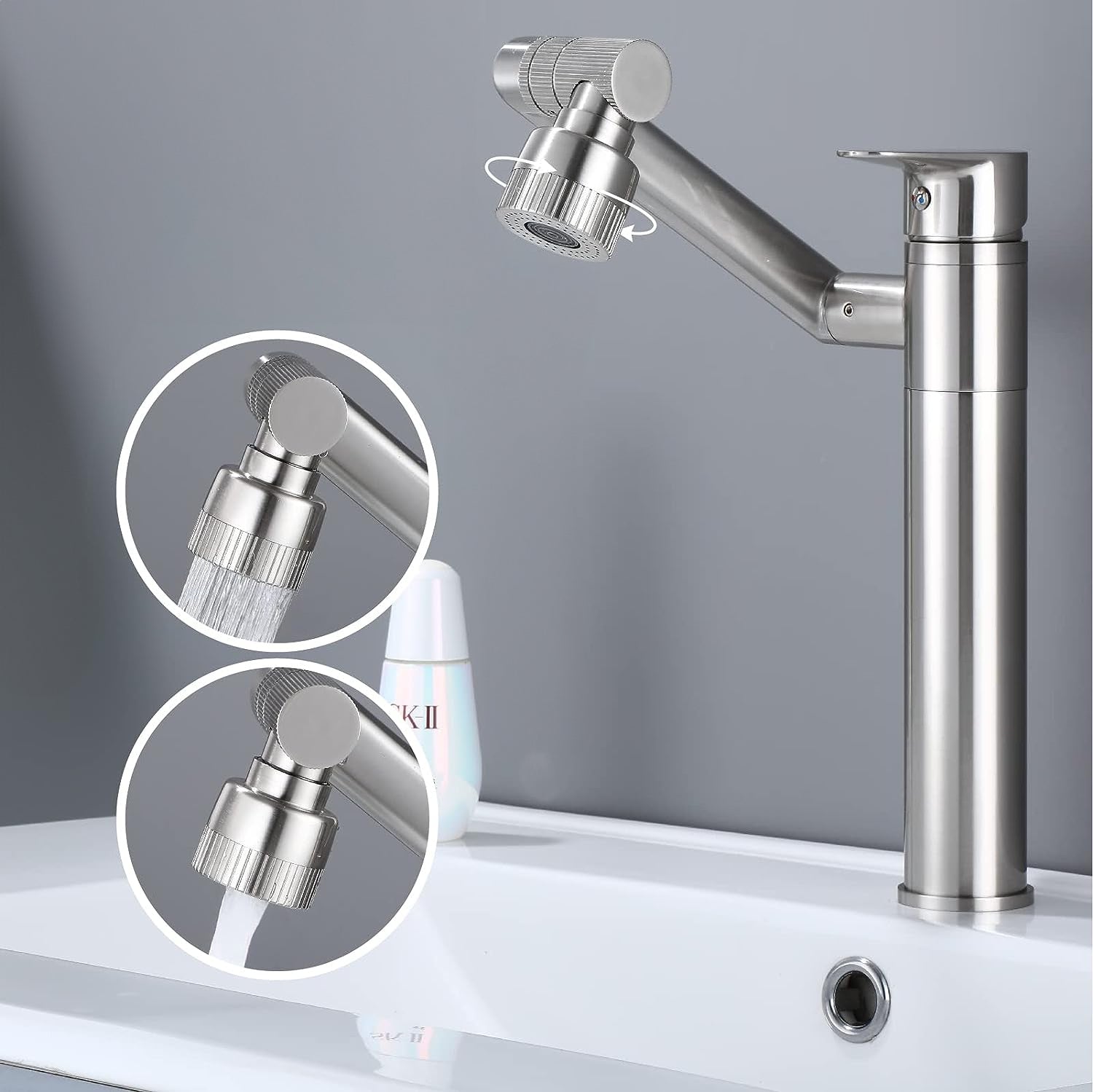Waschbeckenarmatur Rea PACO Nickel Brush INOX High  9