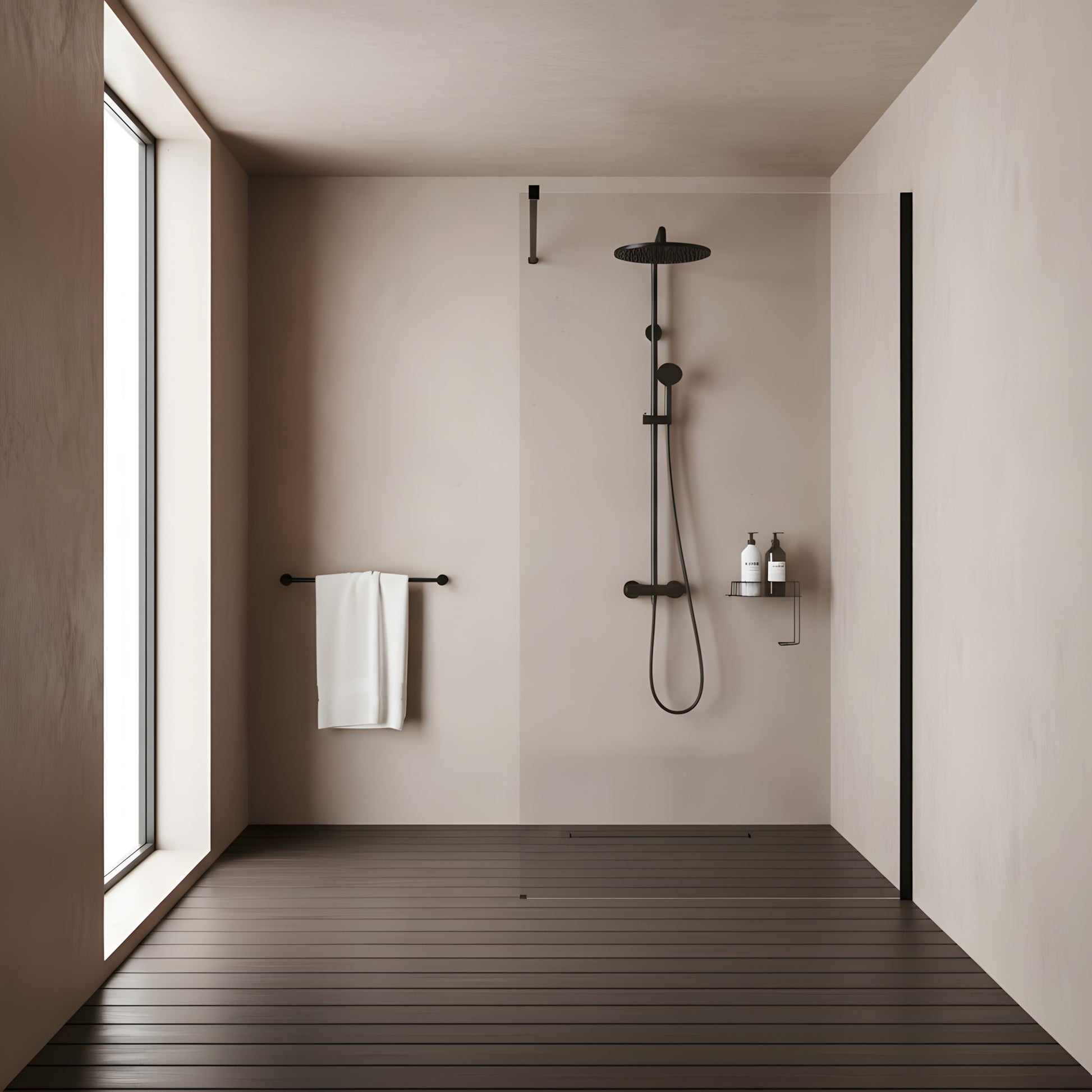 Duschwand Rea Flexi Transparent / Black 90  2