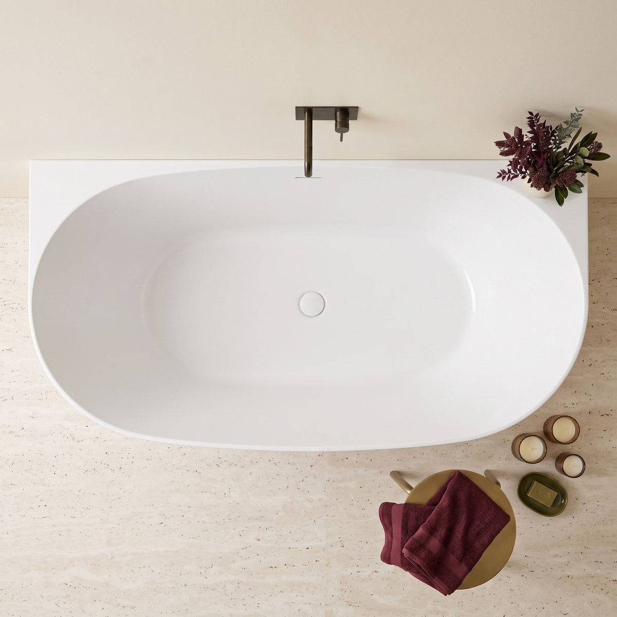 Acryl Wandmontage Badewanne Rea Eris 160cm Schwarze Stöpselabdeckung 8