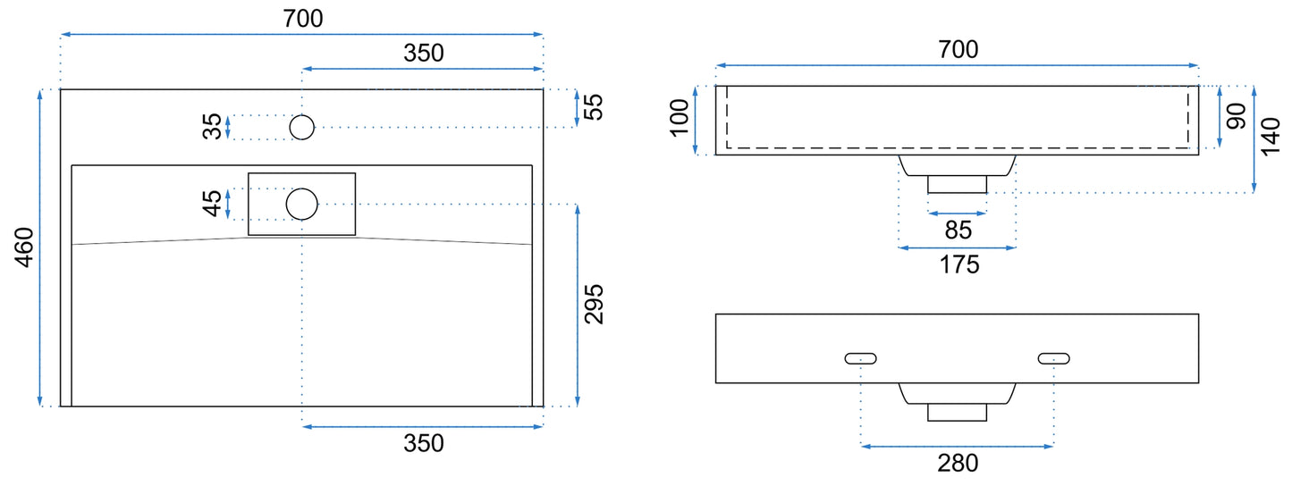 Waschbecken Konglomerat Goya 70 Cm+waschtischplatte  5