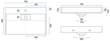 Waschbecken Konglomerat Goya 70 Cm+waschtischplatte  5