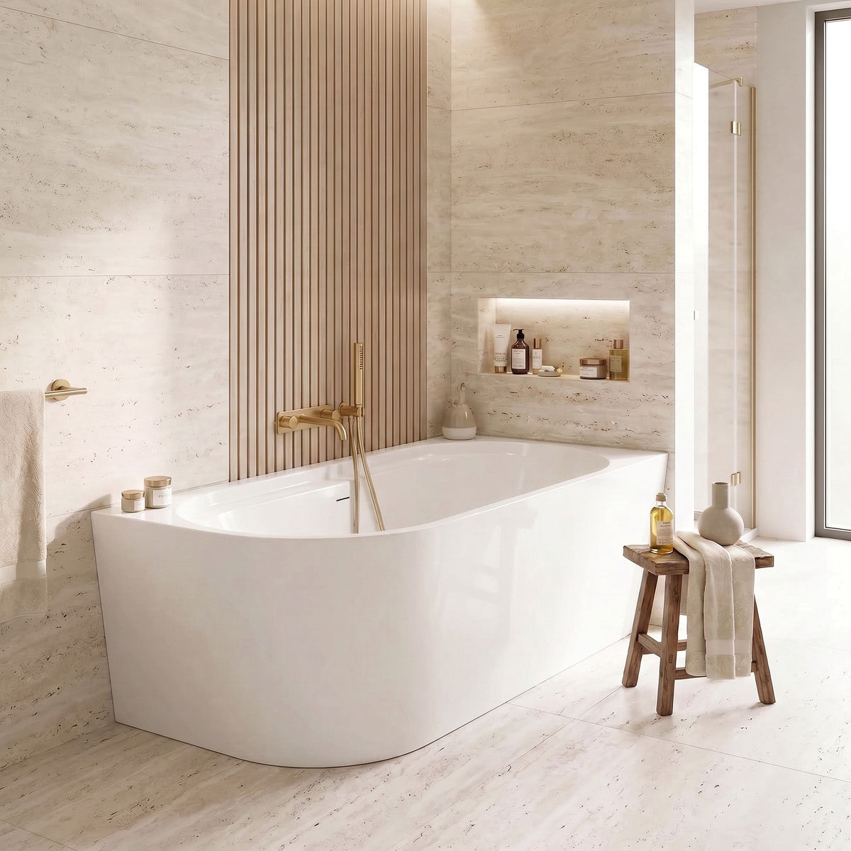 Acryl Eckbadewanne Rea Marion Right 170cm Weiße Stöpselabdeckung 7