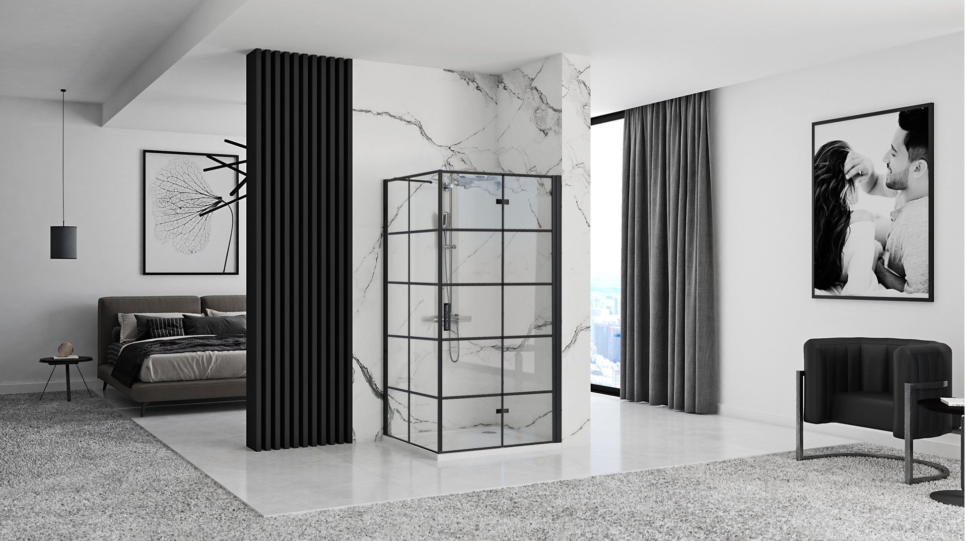Duschkabine Rea Molier Black 100x80  3