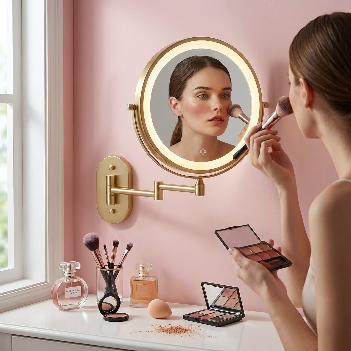 Spiegel LED Glow Brush Gold  3