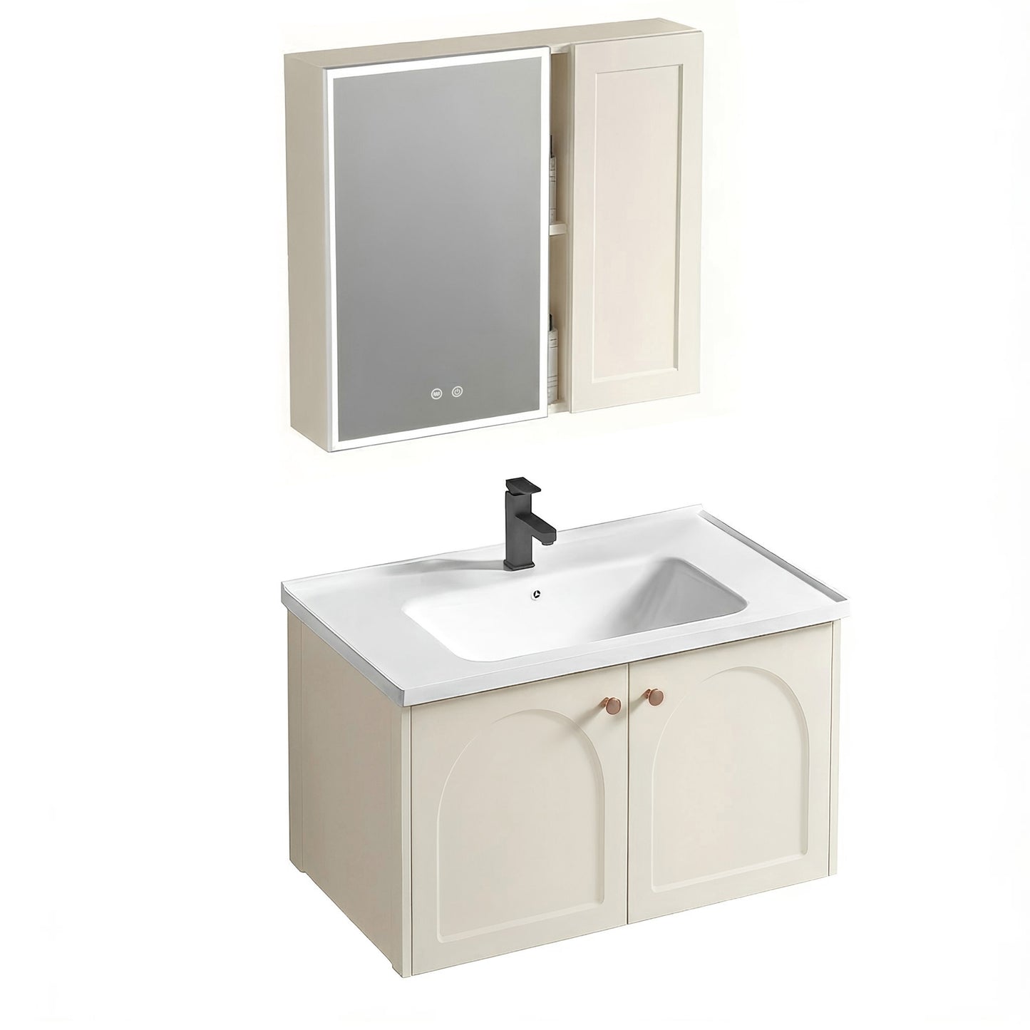 Badezimmermöbel-Set mit Waschbecken Denver 60cm Creme  6
