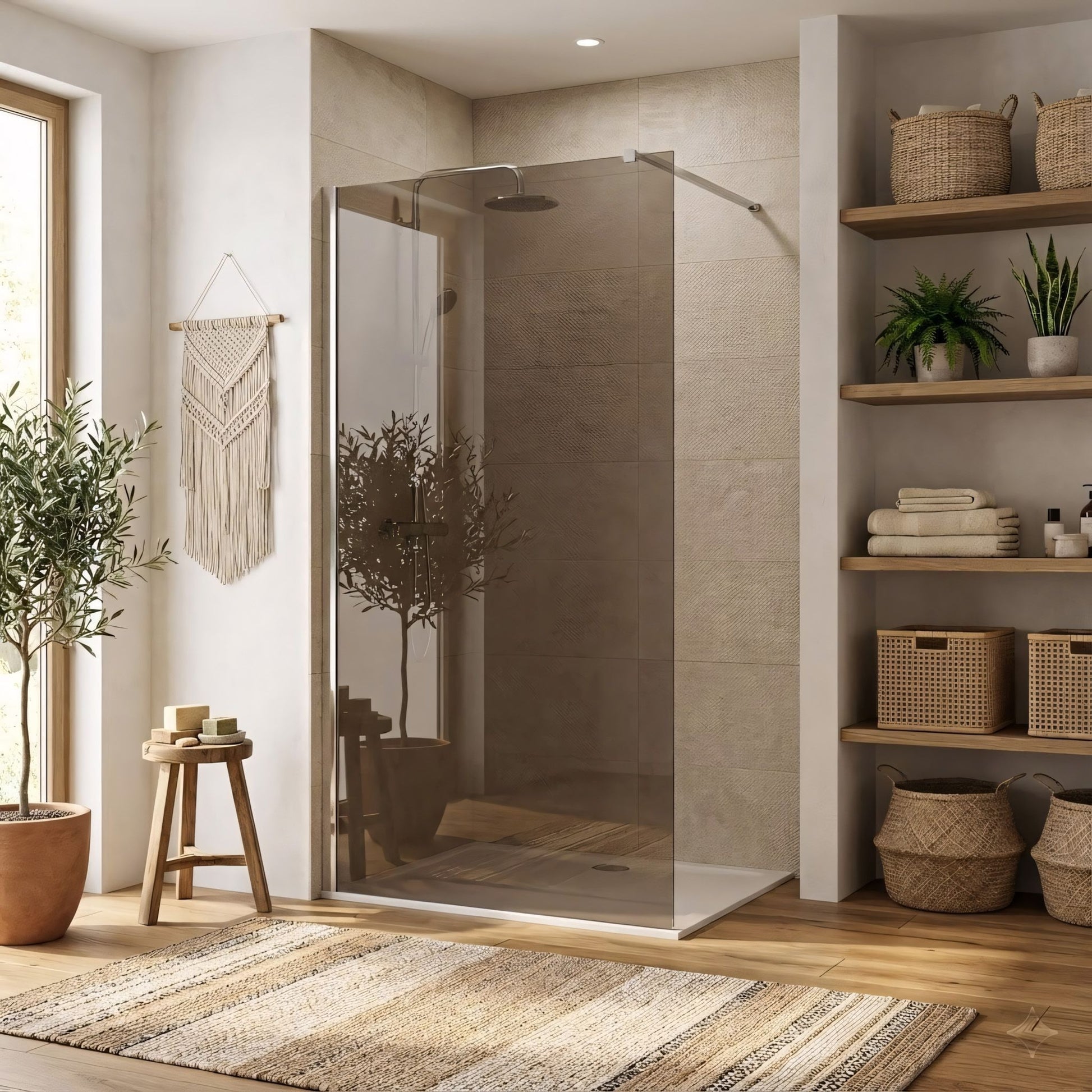 Duschwand Rea Flexi Brown / Chrome 140  6