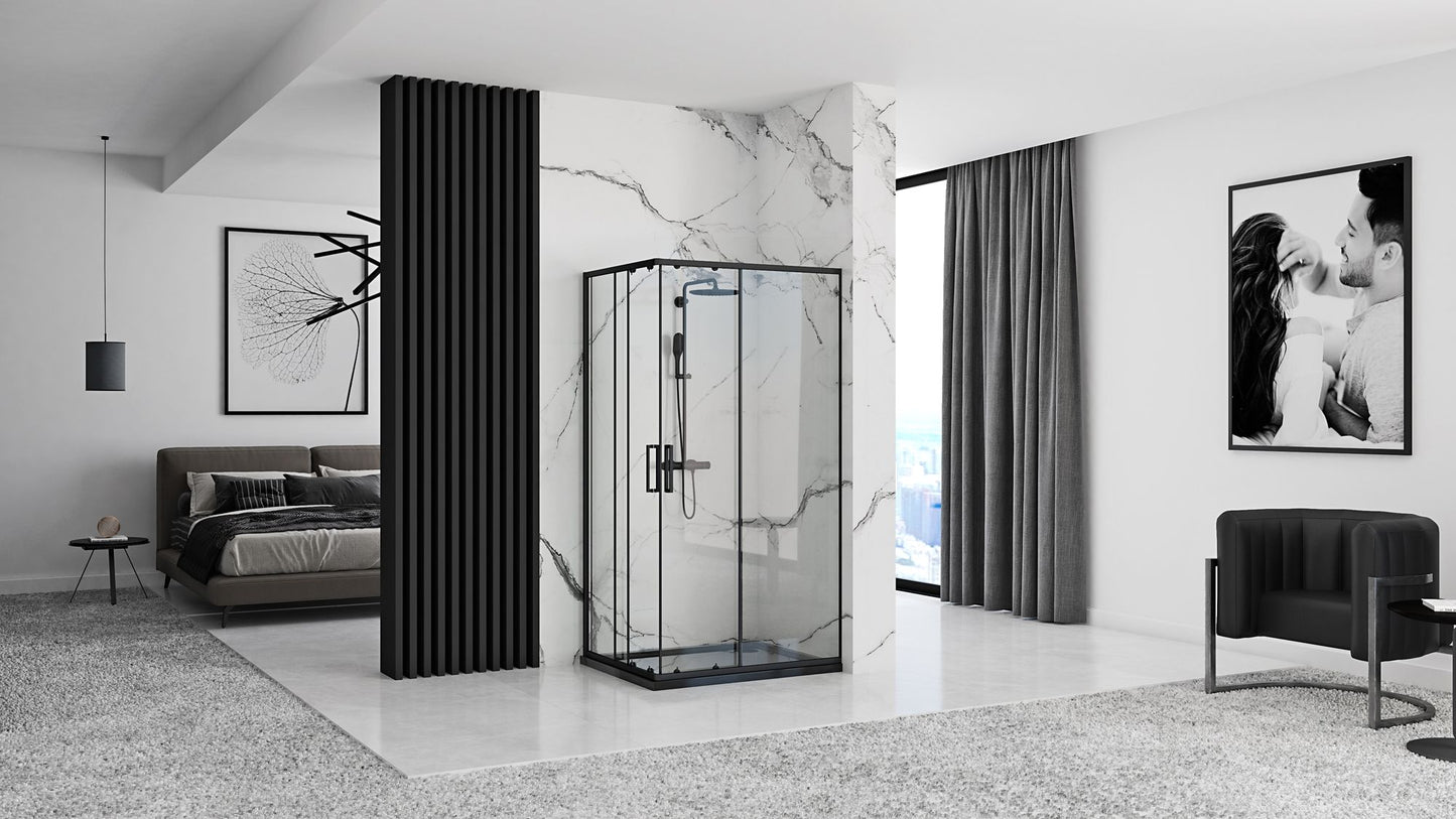 Duschkabine Rea Punto Black 80x100 mit Duschwanne Savoy 5