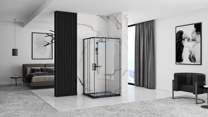Duschkabine Rea Punto Black 80x100 mit Duschwanne Savoy 5