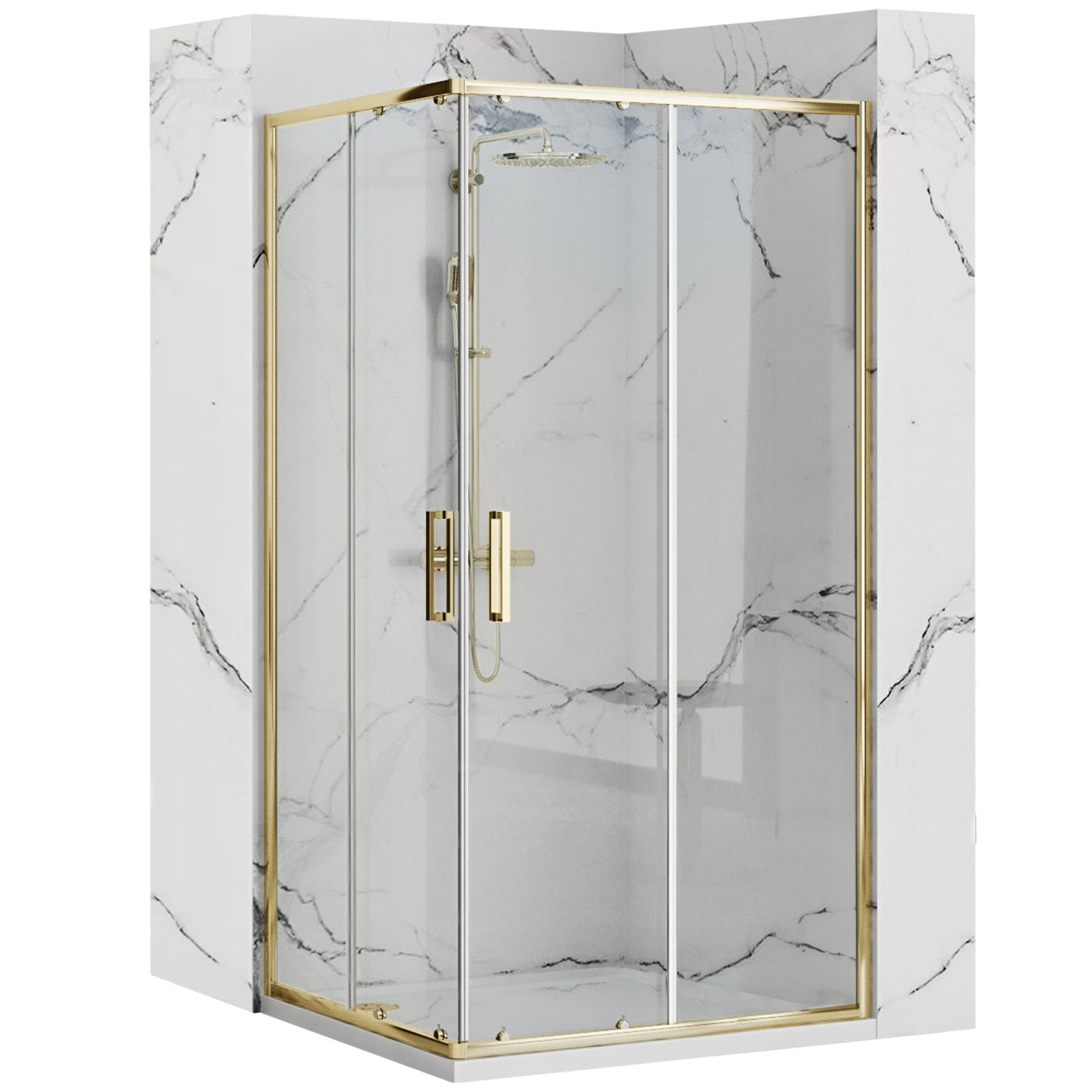 Duschkabine Rea Punto 80 x 100 Gold ohne Duschwanne 1