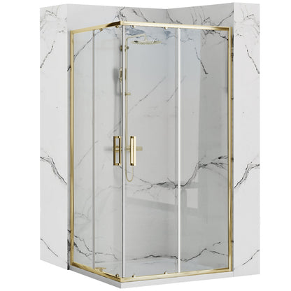 Duschkabine Rea Punto 80 x 100 Gold ohne Duschwanne 1