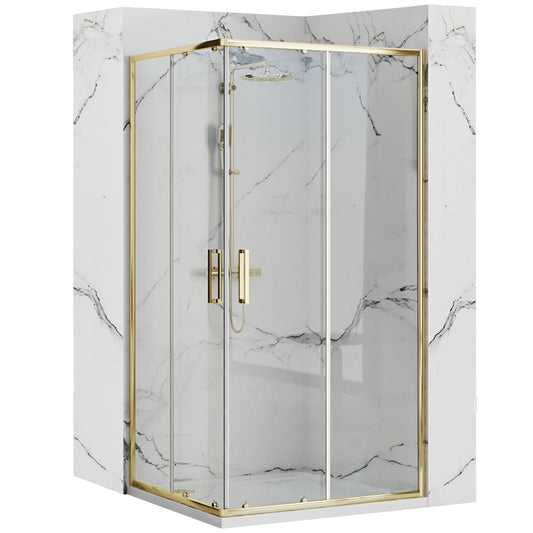 Duschkabine Rea Punto 80 x 100 Gold ohne Duschwanne 1