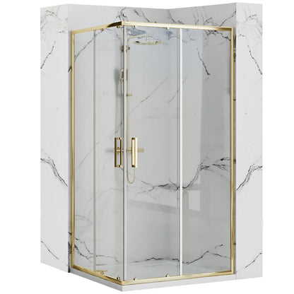 Duschkabine Rea Punto 80 x 100 Gold mit Duschwanne Savoy 1