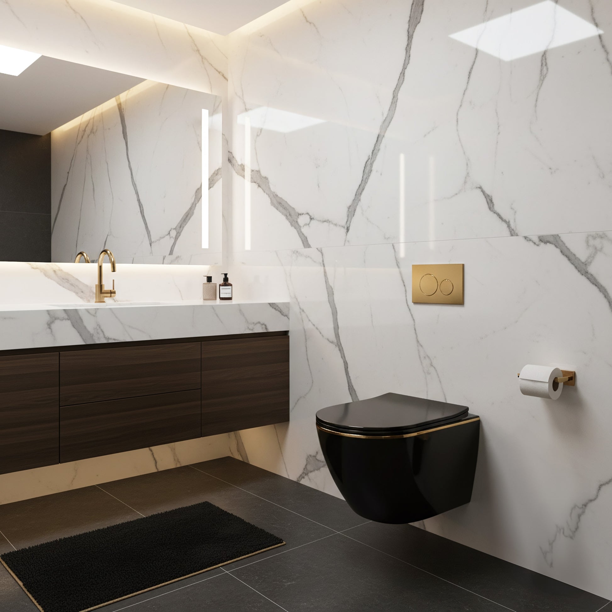 Wc Schüssel Randlos Rea Carlo Mini Tornado Black Gold Egde  6