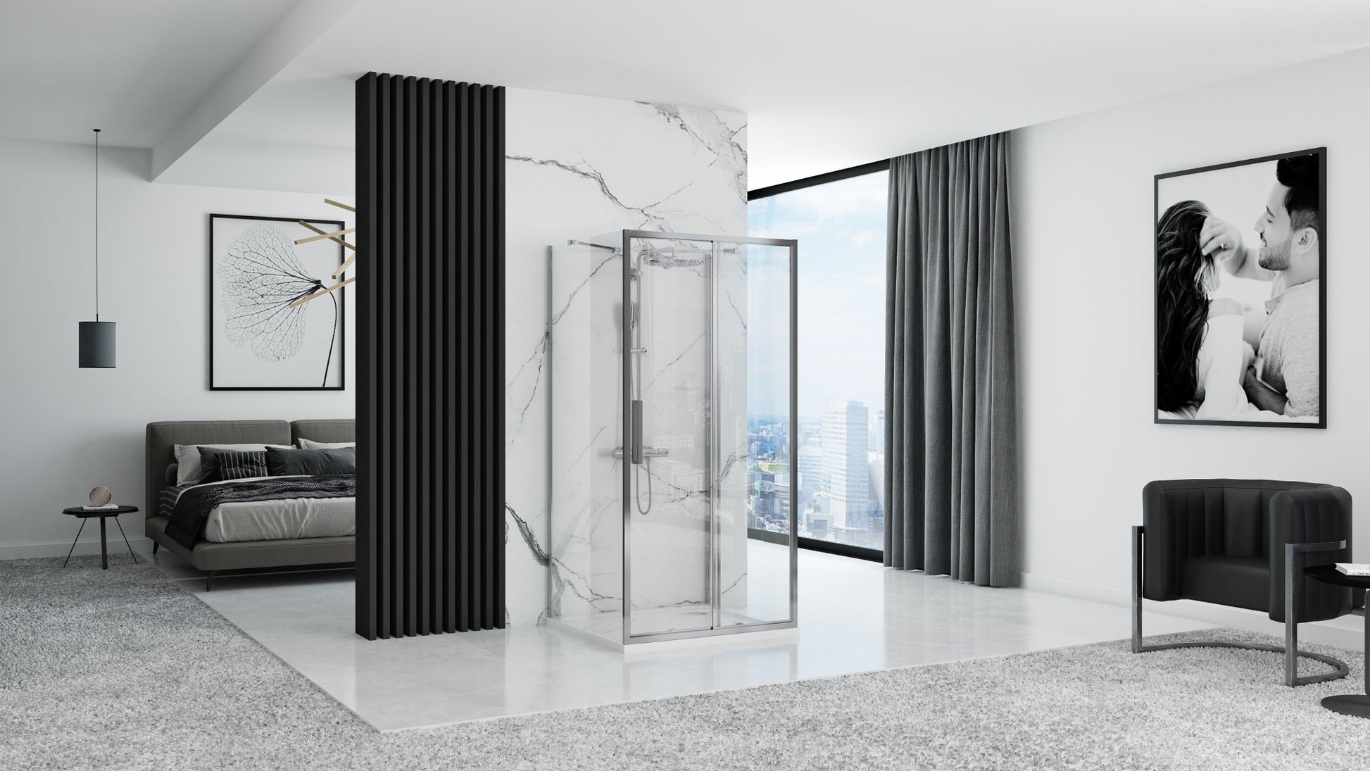 Duschkabine REA Rapid Slide Chrome Wandmontage 100 x 90 5