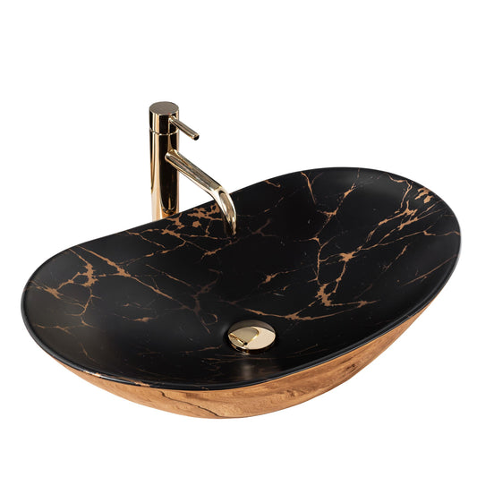 Aufsatzwaschbecken REA Royal In Black Marble Gold 1