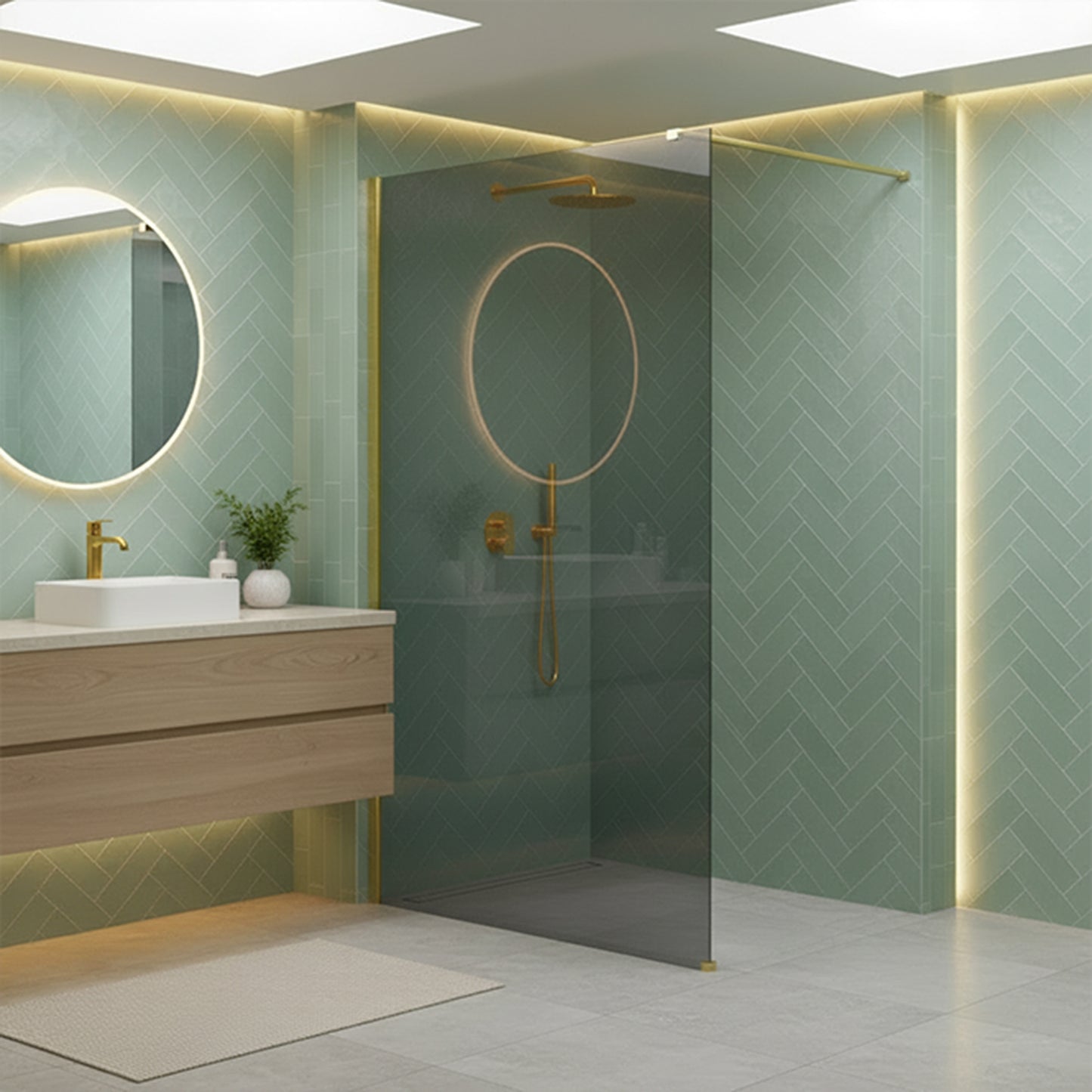 Duschwand Rea Flexi Grey / Gold 100  4