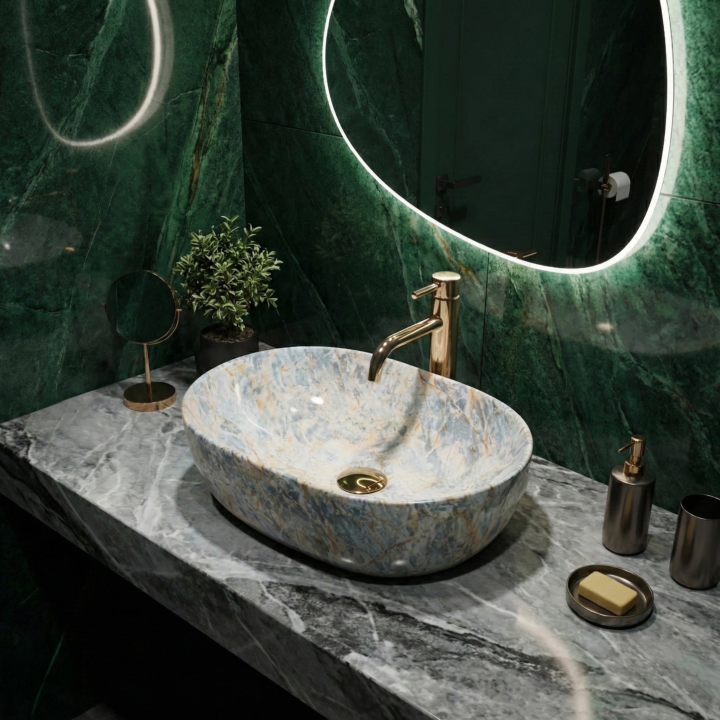 Aufsatzwaschbecken Rea Amelia Ruststone 48  5