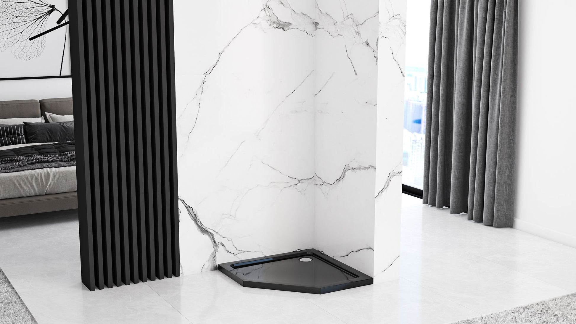 Duschkabine DIAMOND BLACK MAT 90x90 ohne Duschwanne 15