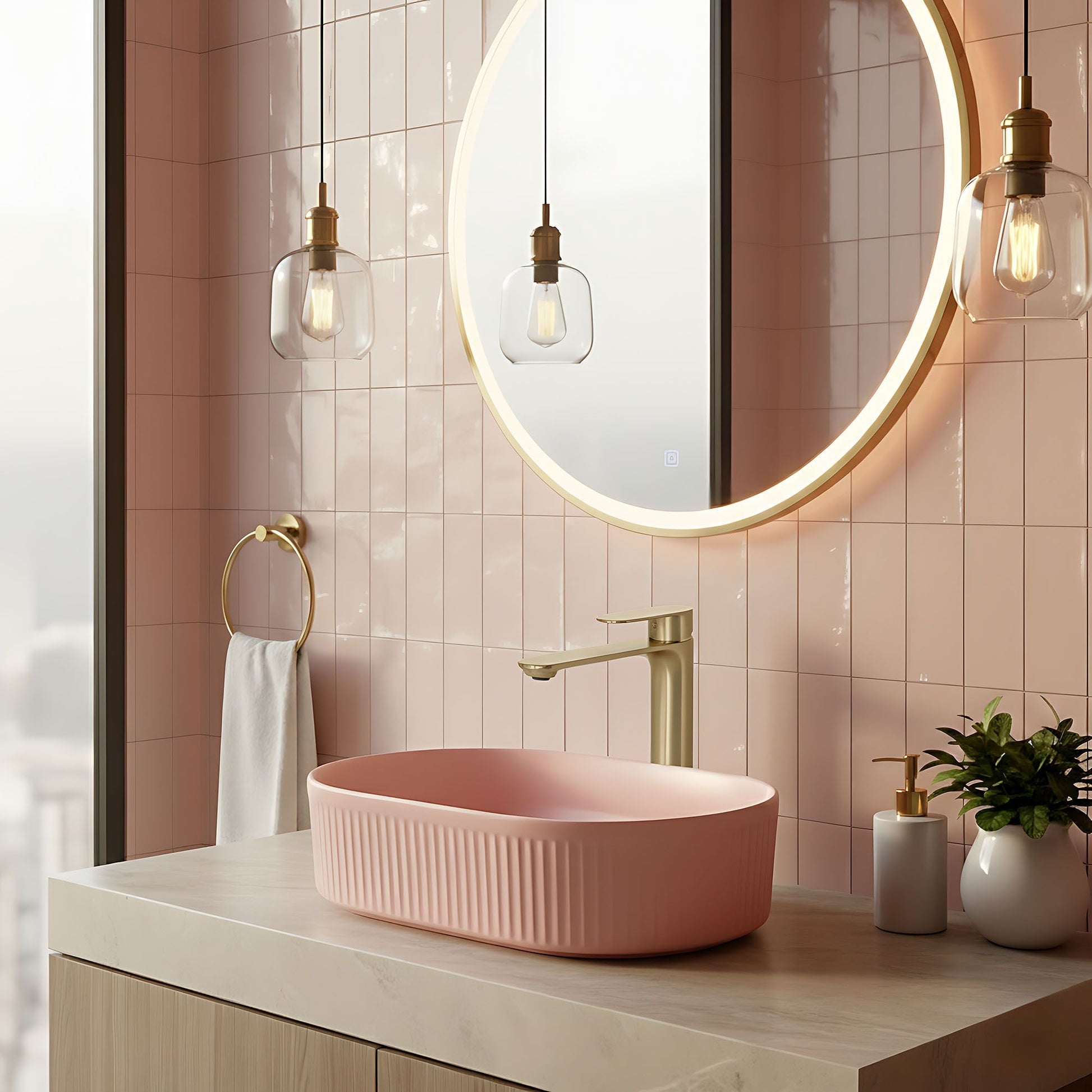 Waschbeckenarmatur Rea Drop Brush Gold High  6