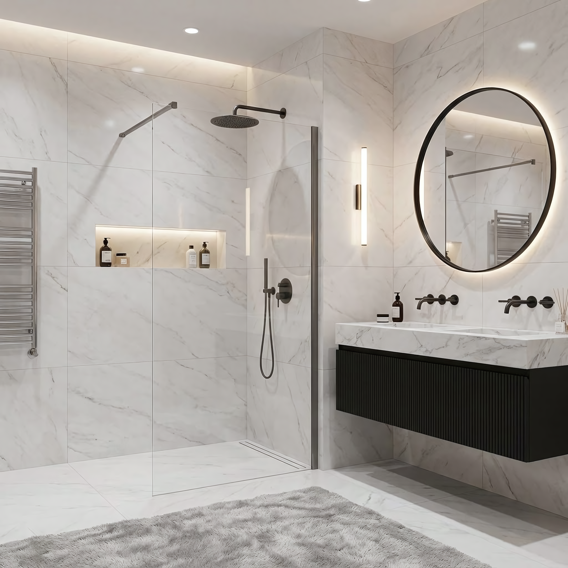 Duschwand Rea Flexi Transparent / Titan 70  3