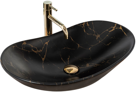 Aufsatzwaschbecken Rea Royal 60 Black Marble Mat 1