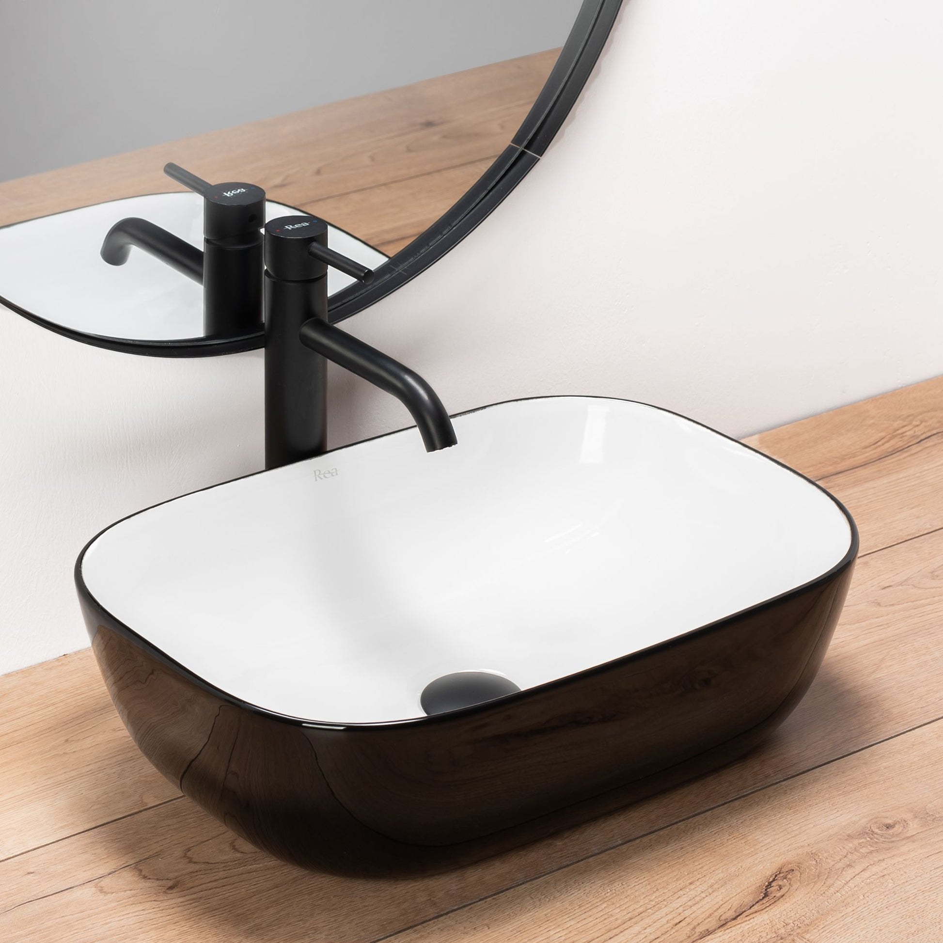 Aufsatzwaschbecken Rea Belinda White Black 5