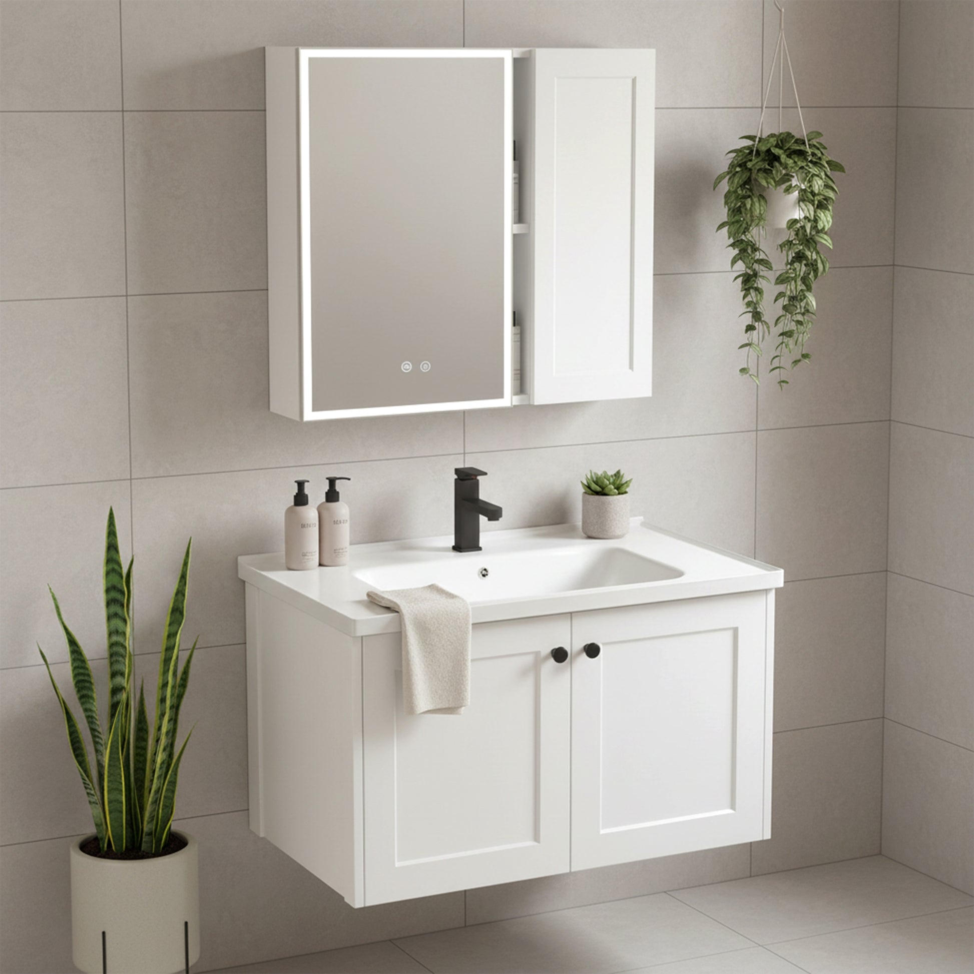 Badezimmermöbel-Set mit Waschbecken Monti 60cm White  3