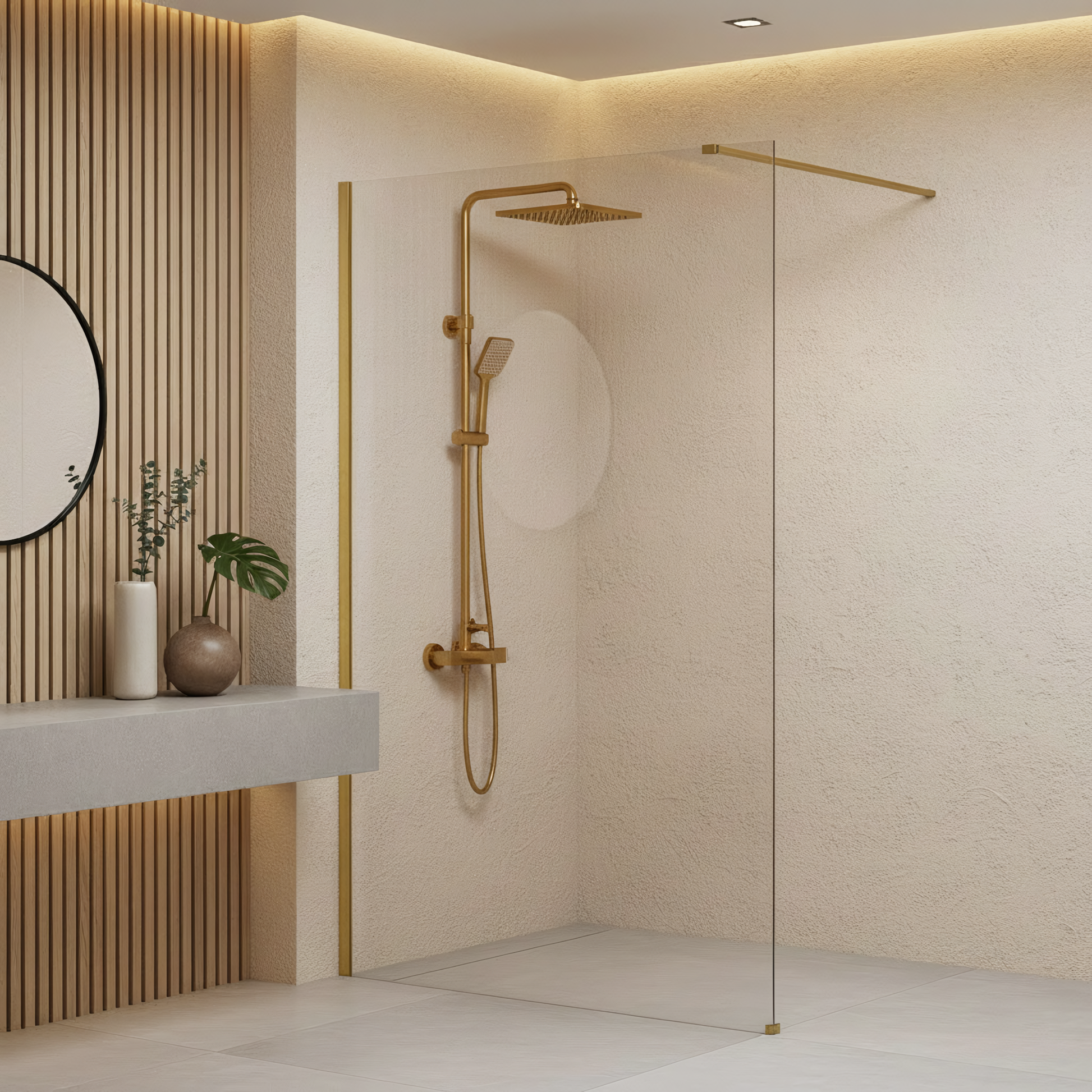 Duschwand Rea Flexi Transparent / Brush Gold 130  7