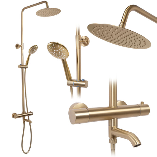 Duschgarnitur mit Thermostat REA Lungo Gold Brush  1