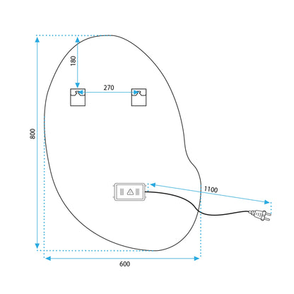 Spiegel LED 80x60cm CLOUD C  10