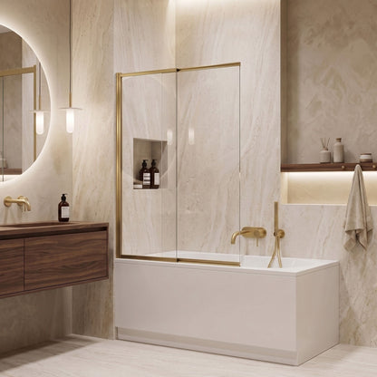 Badewannen-Duschwand Schiebetür REA Dario Brush Gold 100 6