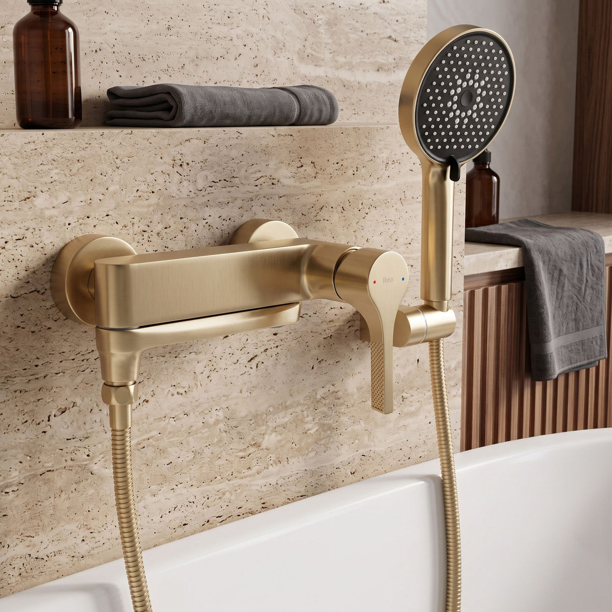 Wannenarmatur PREMIUM REA Maxim Brush Gold 6