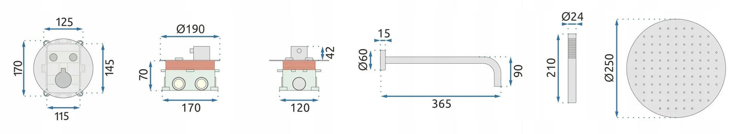 Unterputz Duschset Rea Lungo Titan + Box  8