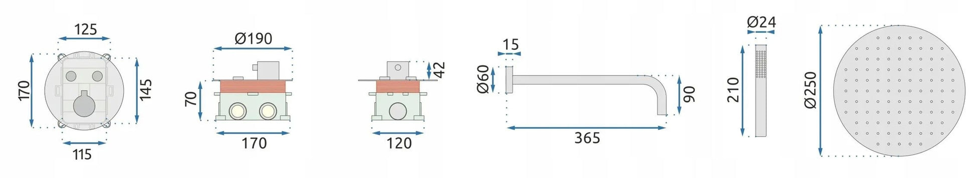 Unterputz Duschset Rea Lungo Titan + Box  8
