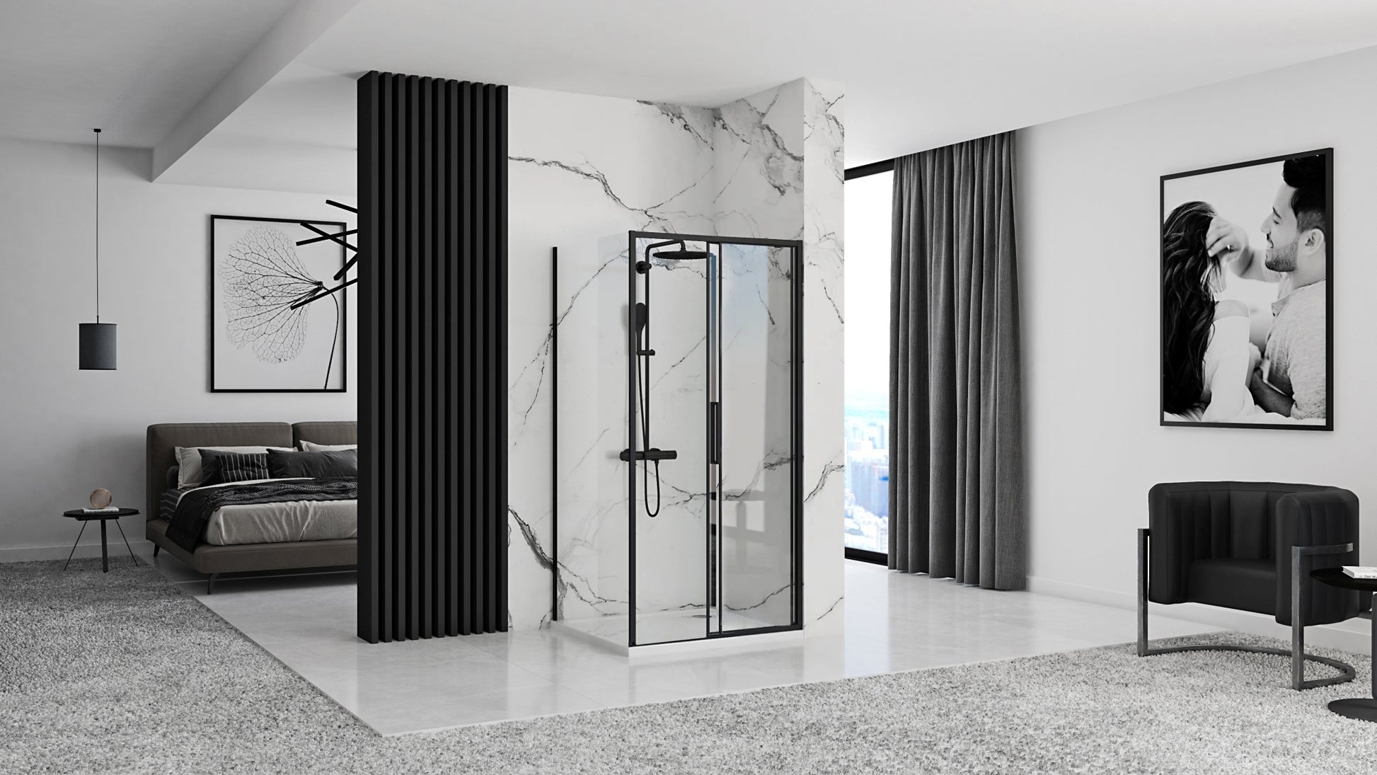 Eckdusche Rapid Slide Black 120 x 80 4