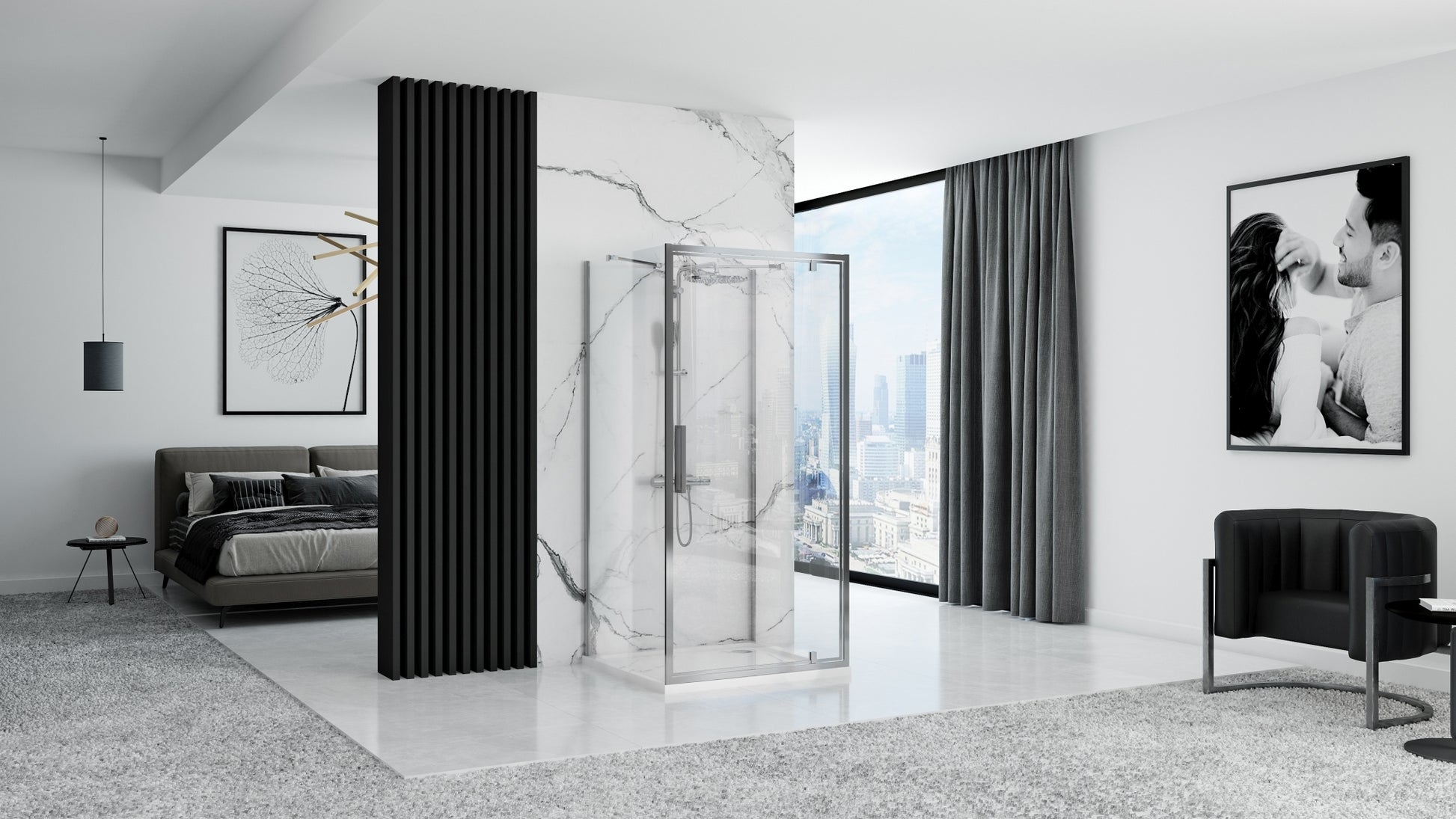 Duschkabine REA Rapid Swing Chrome Wandmontage 100 x 100 5