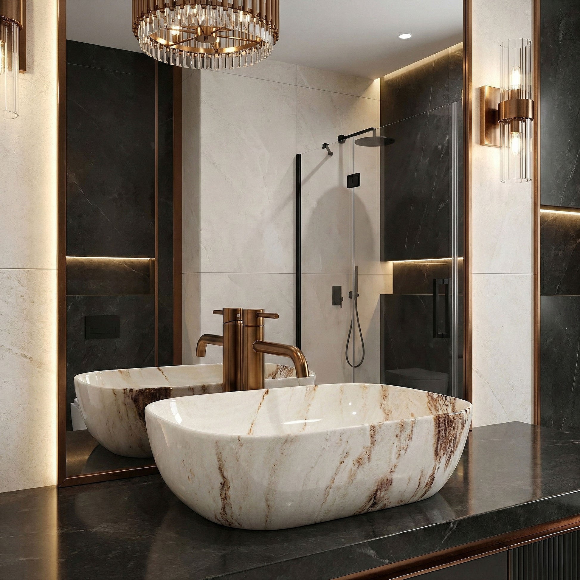 Aufsatzwaschbecken Rea Belinda Marrone Marrone Shiny  8