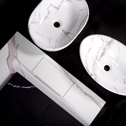 Set Aufsatzwaschbecken Sofia marble black + Waschbeckenarmatur Lungo gold + Stöpsel gold  13