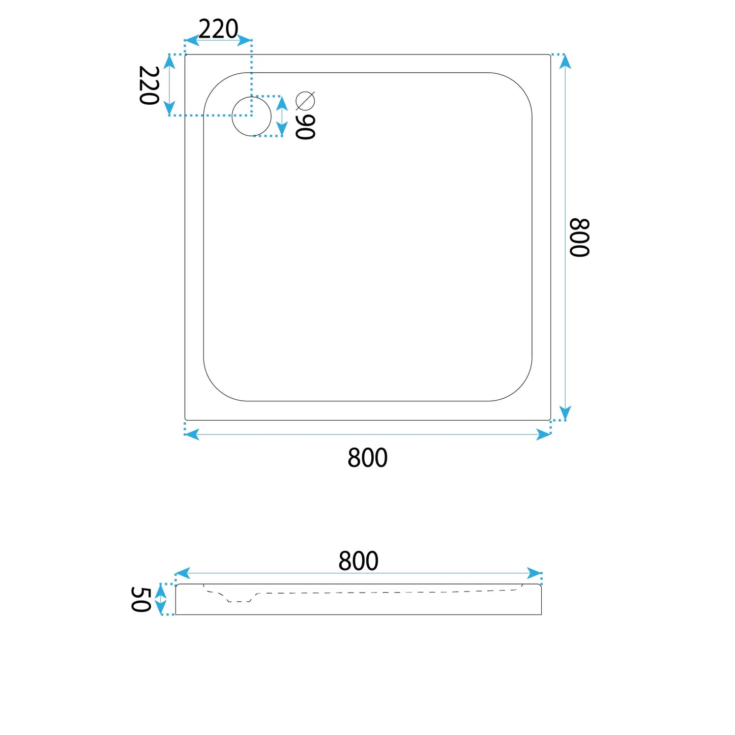 Acryl Duschwanne Rea Belmond White 80x80  5