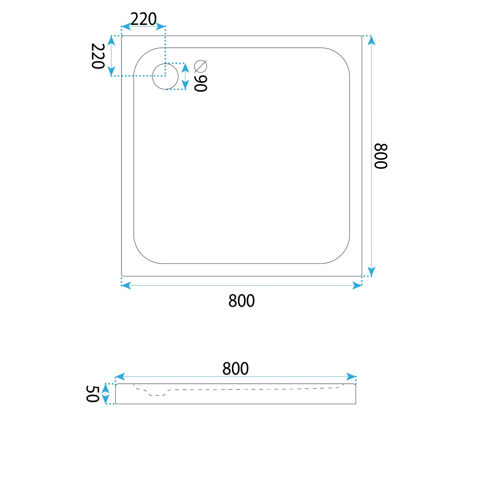 Acryl Duschwanne Rea Belmond White 80x80  5