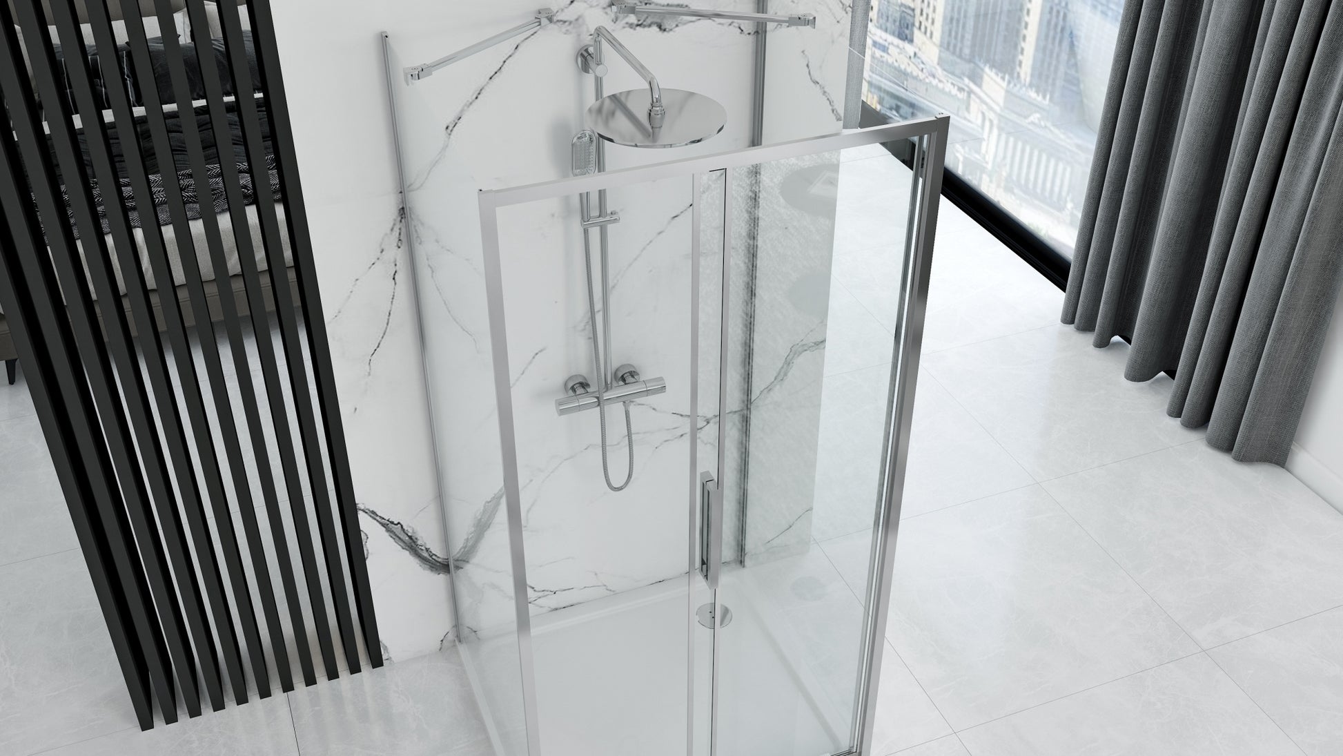 Duschkabine REA Rapid Slide Chrome Wandmontage 150 x 80 2