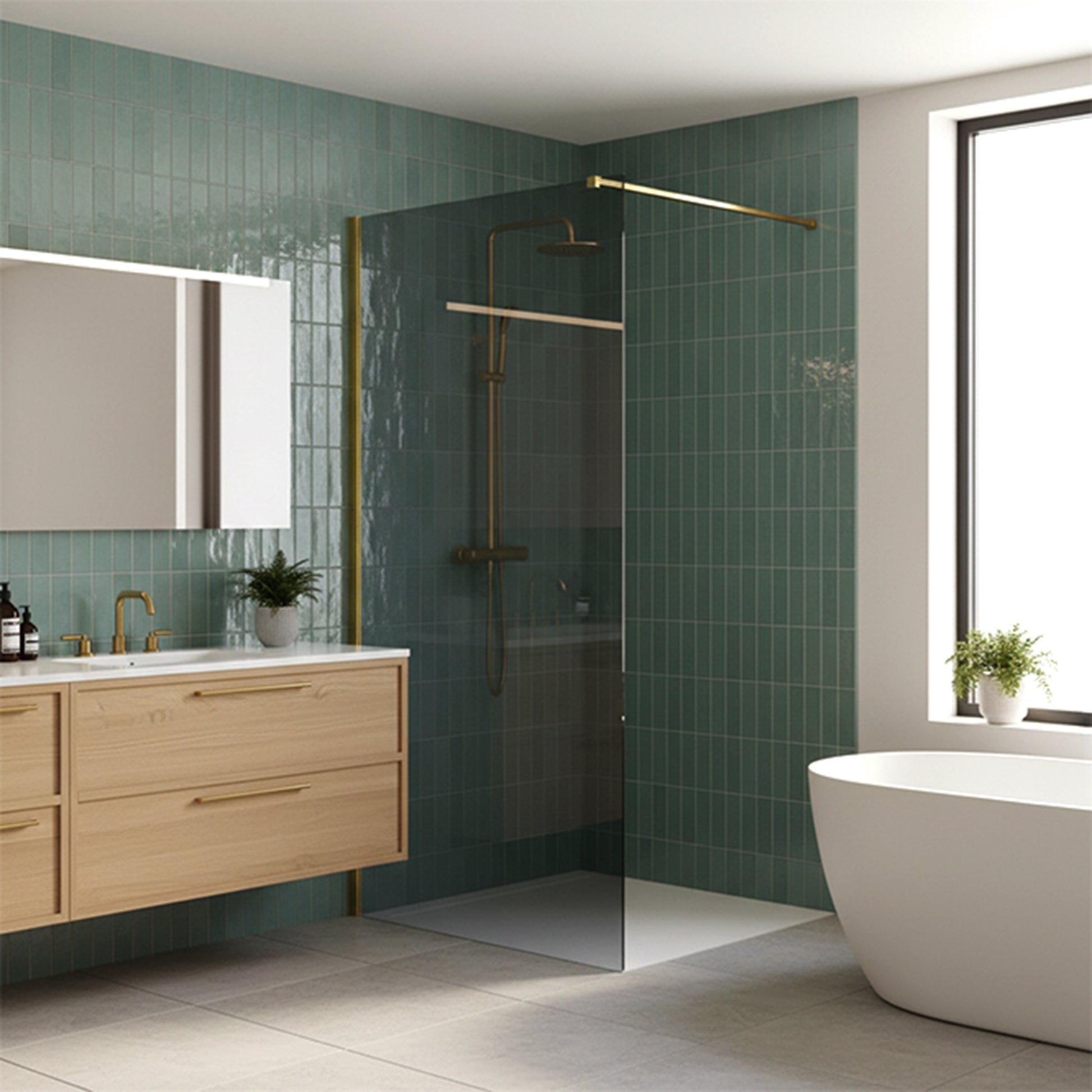 Duschwand Rea Flexi Grey / Gold 140  4